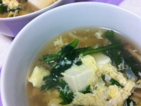 シンプル♪春菊と豆腐のスープ